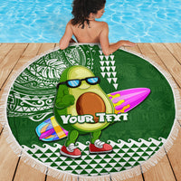 Aloha Avocado Funny Fruits Custom Beach Blanket Mix Hawaiian Kakau Tribal LT03 - Polynesian Pride