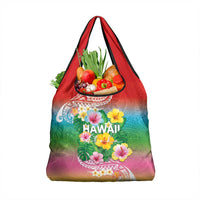 Hawaii Aloha Tropical Leaves and Flower Grocery Bag with Polynesian Art Tattoo Rainbow Color LT03 1-pack One Size Rainbow - Polynesian Pride