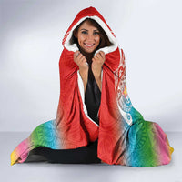Hawaii Aloha Tropical Leaves and Flower Hooded Blanket with Polynesian Art Tattoo Rainbow Color LT03 - Polynesian Pride