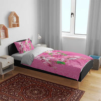 Hawaii Aloha Turtle Hibiscus and Leaves Bedding Set with Polynesian and Kakau Tattoos Rose Color - Polynesian Pride
