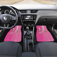 Hawaii Aloha Turtle Hibiscus and Leaves Car Mats with Polynesian and Kakau Tattoos Rose Color LT03 Set 2pcs - Front Pink - Polynesian Pride
