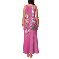 Hawaii Aloha Turtle Hibiscus and Leaves Family Matching Tank Maxi Dress and Hawaiian Shirt with Polynesian and Kakau Tattoos Rose Color LT03 - Polynesian Pride