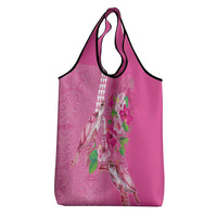 Hawaii Aloha Turtle Hibiscus and Leaves Grocery Bag with Polynesian and Kakau Tattoos Rose Color LT03 - Polynesian Pride