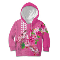 Hawaii Aloha Turtle Hibiscus and Leaves Kid Hoodie with Polynesian and Kakau Tattoos Rose Color LT03 Hoodie Pink - Polynesian Pride
