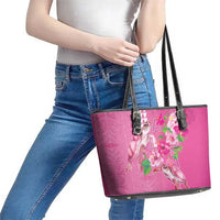 Hawaii Aloha Turtle Hibiscus and Leaves Leather Tote Bag with Polynesian and Kakau Tattoos Rose Color LT03 - Polynesian Pride