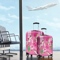 Hawaii Aloha Turtle Hibiscus and Leaves Luggage Cover with Polynesian and Kakau Tattoos Rose Color LT03 - Polynesian Pride