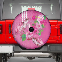 Hawaii Aloha Turtle Hibiscus and Leaves Spare Tire Cover with Polynesian and Kakau Tattoos Rose Color LT03 - Polynesian Pride