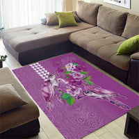 Hawaii Aloha Turtle Hibiscus and Leaves Area Rug with Polynesian and Kakau Tattoos Lilac Color LT03 - Polynesian Pride