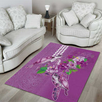 Hawaii Aloha Turtle Hibiscus and Leaves Area Rug with Polynesian and Kakau Tattoos Lilac Color LT03 - Polynesian Pride