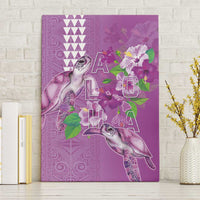 Hawaii Aloha Turtle Hibiscus and Leaves Canvas Wall Art with Polynesian and Kakau Tattoos Lilac Color LT03 Without Frame Purple - Polynesian Pride