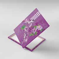 Hawaii Aloha Turtle Hibiscus and Leaves Canvas Wall Art with Polynesian and Kakau Tattoos Lilac Color LT03 With Frame Purple - Polynesian Pride