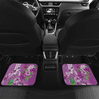 Hawaii Aloha Turtle Hibiscus and Leaves Car Mats with Polynesian and Kakau Tattoos Lilac Color LT03 Set 2pcs - Back Purple - Polynesian Pride