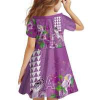 Hawaii Aloha Turtle Hibiscus and Leaves Family Matching Short Sleeve Bodycon Dress and Hawaiian Shirt with Polynesian and Kakau Tattoos Lilac Color - Polynesian Pride