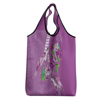 Hawaii Aloha Turtle Hibiscus and Leaves Grocery Bag with Polynesian and Kakau Tattoos Lilac Color LT03 - Polynesian Pride