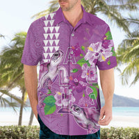 Hawaii Aloha Turtle Hibiscus and Leaves Hawaiian Shirt with Polynesian and Kakau Tattoos Lilac Color LT03 - Polynesian Pride