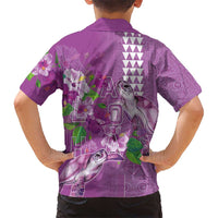 Hawaii Aloha Turtle Hibiscus and Leaves Hawaiian Shirt with Polynesian and Kakau Tattoos Lilac Color LT03 - Polynesian Pride