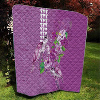 Hawaii Aloha Turtle Hibiscus and Leaves Quilt with Polynesian and Kakau Tattoos Lilac Color LT03 - Polynesian Pride