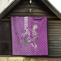 Hawaii Aloha Turtle Hibiscus and Leaves Quilt with Polynesian and Kakau Tattoos Lilac Color LT03 - Polynesian Pride