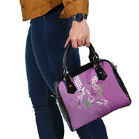 Hawaii Aloha Turtle Hibiscus and Leaves Shoulder Handbag with Polynesian and Kakau Tattoos Lilac Color LT03 - Polynesian Pride
