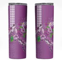 Hawaii Aloha Turtle Hibiscus and Leaves Skinny Tumbler with Polynesian and Kakau Tattoos Lilac Color LT03 Purple - Polynesian Pride
