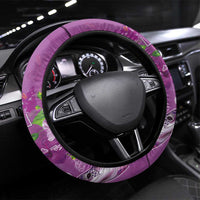 Hawaii Aloha Turtle Hibiscus and Leaves Steering Wheel Cover with Polynesian and Kakau Tattoos Lilac Color LT03 Universal Fit Purple - Polynesian Pride