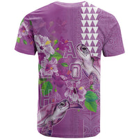 Hawaii Aloha Turtle Hibiscus and Leaves T Shirt with Polynesian and Kakau Tattoos Lilac Color LT03 - Polynesian Pride