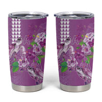 Hawaii Aloha Turtle Hibiscus and Leaves Tumbler Cup with Polynesian and Kakau Tattoos Lilac Color LT03 Purple - Polynesian Pride