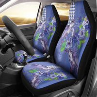 Hawaii Aloha Turtle Hibiscus and Leaves Car Seat Cover with Polynesian and Kakau Tattoos Denim Color LT03 - Polynesian Pride