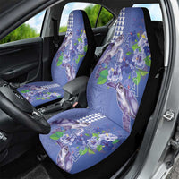 Hawaii Aloha Turtle Hibiscus and Leaves Car Seat Cover with Polynesian and Kakau Tattoos Denim Color LT03 - Polynesian Pride