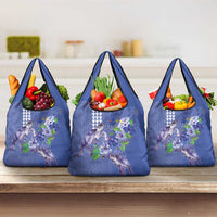 Hawaii Aloha Turtle Hibiscus and Leaves Grocery Bag with Polynesian and Kakau Tattoos Denim Color LT03 3-pack One Size Blue - Polynesian Pride