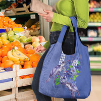 Hawaii Aloha Turtle Hibiscus and Leaves Grocery Bag with Polynesian and Kakau Tattoos Denim Color LT03 - Polynesian Pride