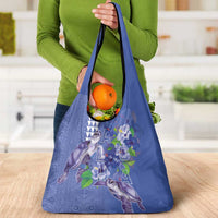 Hawaii Aloha Turtle Hibiscus and Leaves Grocery Bag with Polynesian and Kakau Tattoos Denim Color LT03 - Polynesian Pride
