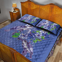 Hawaii Aloha Turtle Hibiscus and Leaves Quilt Bed Set with Polynesian and Kakau Tattoos Denim Color LT03 - Polynesian Pride
