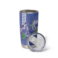 Hawaii Aloha Turtle Hibiscus and Leaves Tumbler Cup with Polynesian and Kakau Tattoos Denim Color LT03 - Polynesian Pride