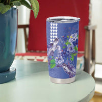 Hawaii Aloha Turtle Hibiscus and Leaves Tumbler Cup with Polynesian and Kakau Tattoos Denim Color LT03 - Polynesian Pride