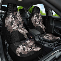 Hawaii Aloha Turtle Hibiscus and Leaves Car Seat Cover with Polynesian and Kakau Tattoos Black Color LT03 One Size Black - Polynesian Pride