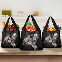 Hawaii Aloha Turtle Hibiscus and Leaves Grocery Bag with Polynesian and Kakau Tattoos Black Color LT03 3-pack One Size Black - Polynesian Pride