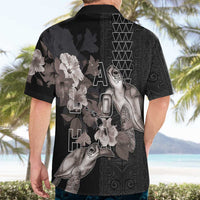 Hawaii Aloha Turtle Hibiscus and Leaves Hawaiian Shirt with Polynesian and Kakau Tattoos Black Color LT03 - Polynesian Pride