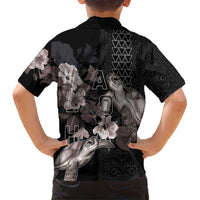 Hawaii Aloha Turtle Hibiscus and Leaves Hawaiian Shirt with Polynesian and Kakau Tattoos Black Color LT03 - Polynesian Pride