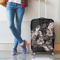 Hawaii Aloha Turtle Hibiscus and Leaves Luggage Cover with Polynesian and Kakau Tattoos Black Color LT03 - Polynesian Pride