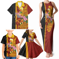 Papua New Guinea Independence Day Family Matching Tank Maxi Dress and Hawaiian Shirt Birds-of-Paradise Melanesian Tattoos Tropical Plants