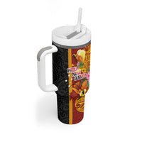 Papua New Guinea Independence Day Tumbler With Handle Birds-of-Paradise Melanesian Tattoos Tropical Plants