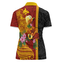 Papua New Guinea Independence Day Women Polo Shirt Birds-of-Paradise Melanesian Tattoos Tropical Plants