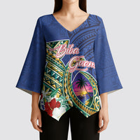 Guam Chamorro Kimono Sleeve Blouse Tribal Latte Stone and Seal Artwork Polynesian Patterns