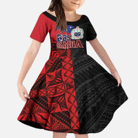 Personalised Samoa 685 Kid Short Sleeve Dress Siapo Pattern and Samoa Flag Design