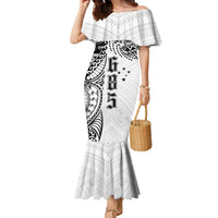 Samoa 685 Art Traditional Tattoo Pattern Family Matching Mermaid Dress and Hawaiian Shirt White Color LT03 Mom's Dress White - Polynesian Pride