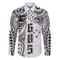 Samoa 685 Art Traditional Tattoo Pattern Family Matching Off Shoulder Short Dress and Hawaiian Shirt White Color LT03 Dad's Shirt - Long Sleeve White - Polynesian Pride