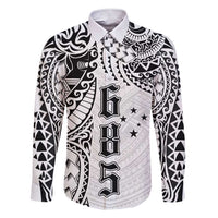 Samoa 685 Art Traditional Tattoo Pattern Family Matching Short Sleeve Bodycon Dress and Hawaiian Shirt White Color LT03 Dad's Shirt - Long Sleeve White - Polynesian Pride