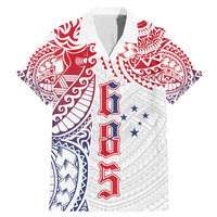 Samoa 685 Art Traditional Tattoo Pattern Family Matching Mermaid Dress and Hawaiian Shirt Gradient Color LT03 Dad's Shirt - Short Sleeve White - Polynesian Pride