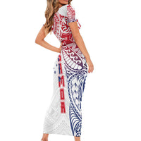 Samoa 685 Art Traditional Tattoo Pattern Family Matching Short Sleeve Bodycon Dress and Hawaiian Shirt Gradient Color LT03 - Polynesian Pride